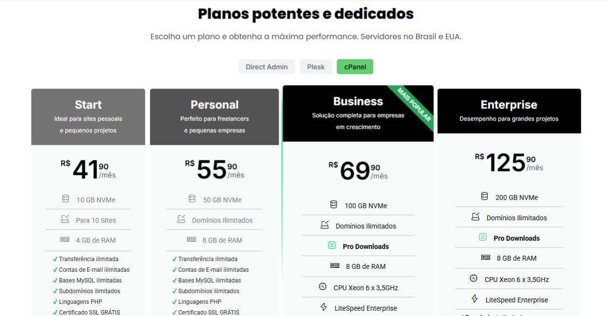 Planos da Napoleon Hospedagem